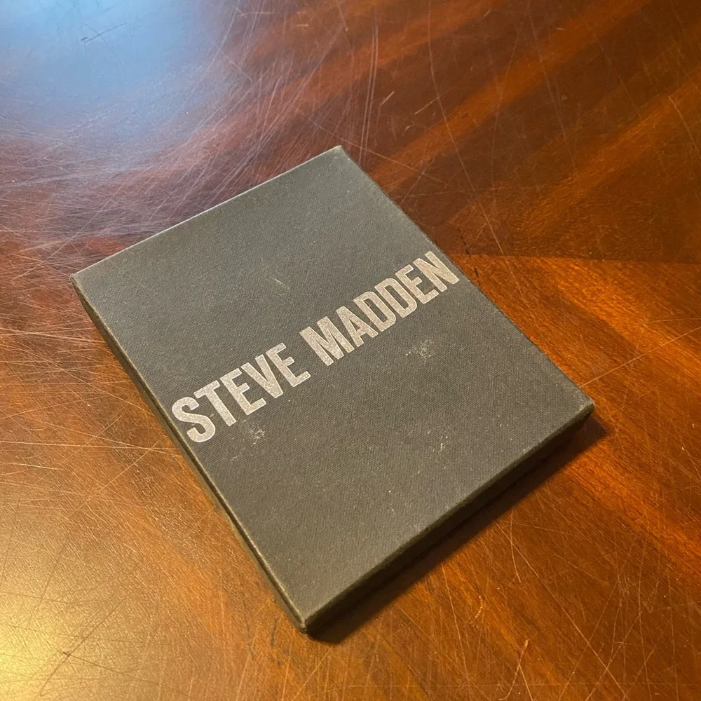 Steve Madden Black Leather Passport Cover with Embossed Logo